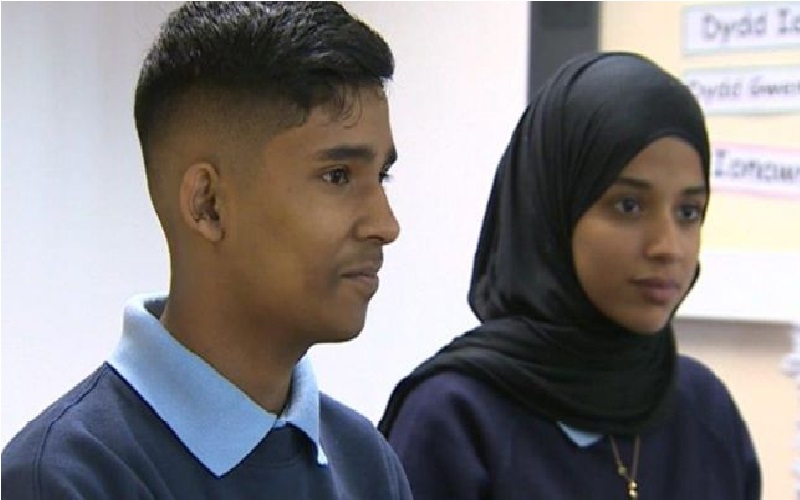 Azeem and Shutha from Cathays High School yang turut berkontribusi dalam proyek atasi Islamophobia lewat video. Foto: BBC