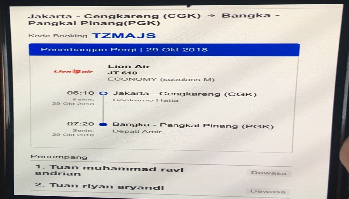 E-Ticket pesawat Lion Air. Foto: Kumparan
