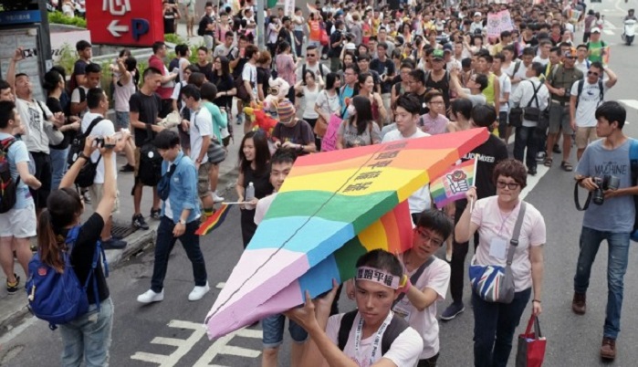 Aksi protes pernikahan sesama jenis di Taiwan. Foto: Metrotvnews