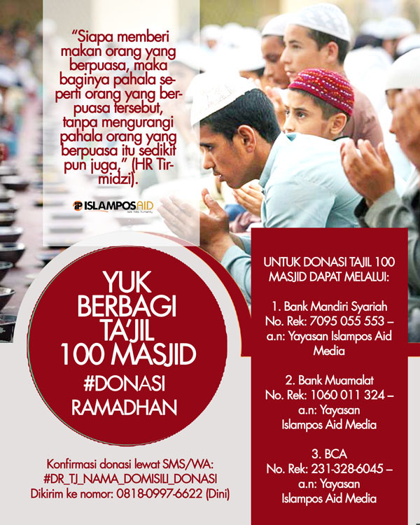 #DonasiRamadhan IslamposAid, Yuk Berbagi Ta’jil di 100 Masjid 2 program donasi takjil 100 masjid