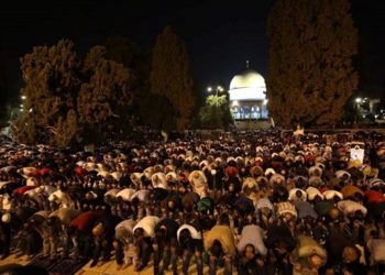 Tarawih di Al-Aqsha. Foto: Palinfo