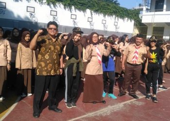 Ratusan siswa SMA N 3 Cimahi ikuti kemah pramuka. Foto: Saifal/ Islampos