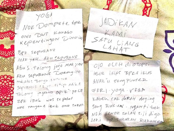 Isi Lengkap 3 Lembar Surat Wasiat Pasutri yang Bunuh Diri di Malang, Ingin Dikubur Satu Liang Lahat 1 Surat Wasiat Pasutri