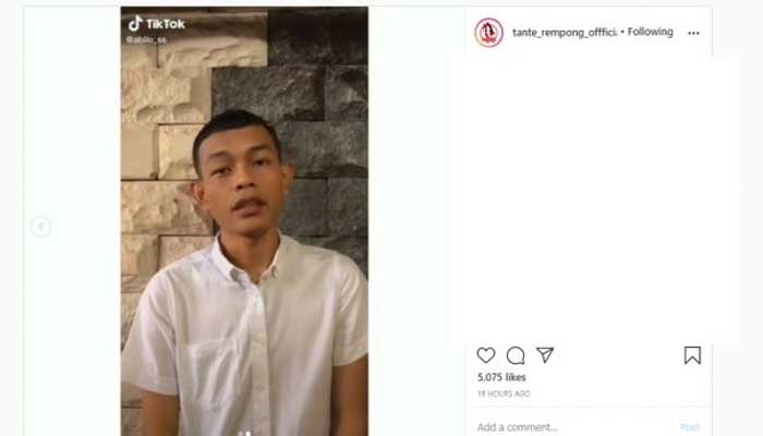 Pembuat konten TikTok parodi akhirat meminta maaf. Foto: Instagram/tante_rempong_offficial
