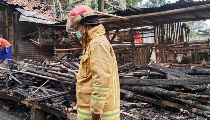 Pondok pesantren (ponpes) di Megamendung, Kabupaten Bogor, terbakar. Foto: Detik