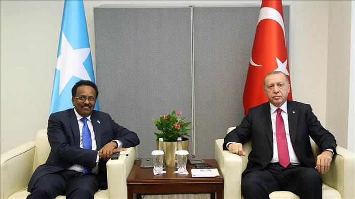 Presiden Turki, Recep Tayyip Erdogan (kanan) dan Presiden Somalia Mohamed Abdullahi Mohamed Farmajo (kiri). Foto: Anadolu