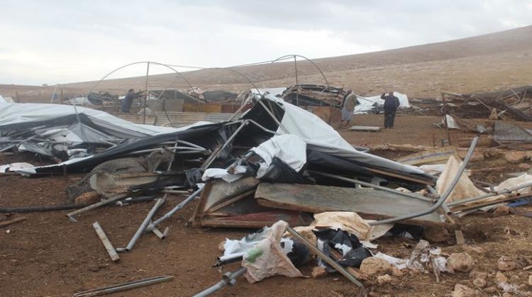 Sisa-sisa penghancuran Khirbet Hamsa al-Fawqa oleh Israel di Lembah Yordania. Foto: WAFA