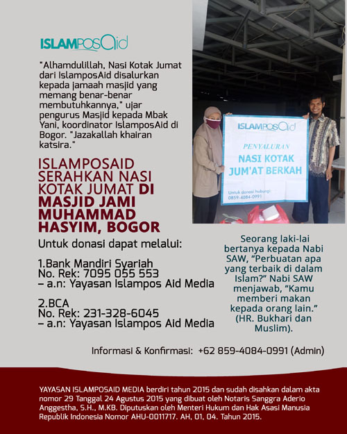 IslamposAid Serahkan Nasi Kotak Jumat di Masjid Jami Muhammad Hasyim, Bogor 2
