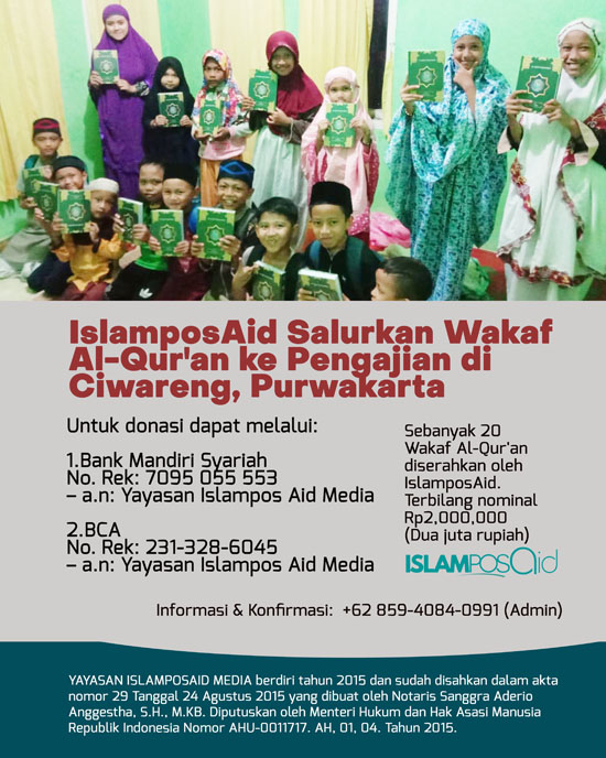 IslamposAid Salurkan Wakaf Al-Qur'an ke Pengajian di Ciwareng, Purwakarta 1