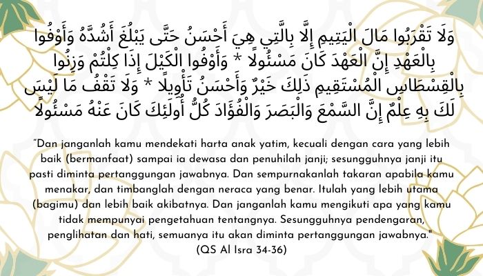 pesan Alquran QS Al Isra: 34-36