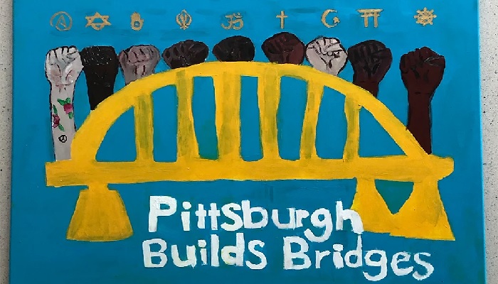 lukisan Pittsburg Builts Bridge karya Ebtehal Badawi lawan bullying
