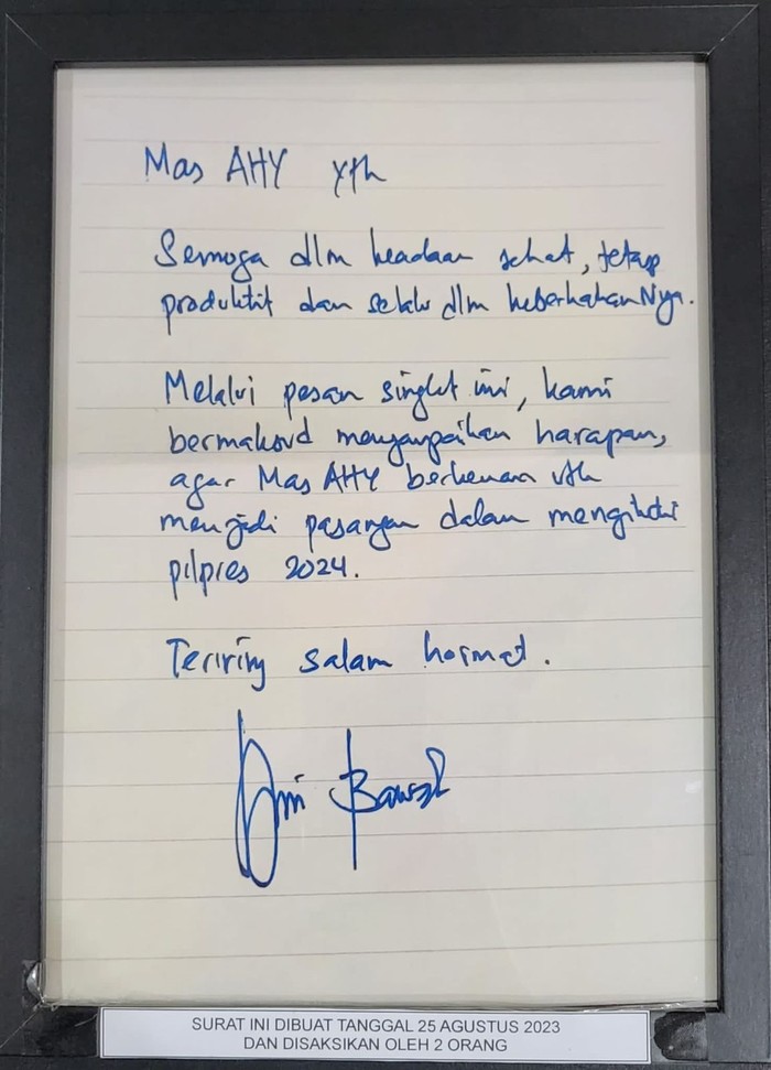 Demokrat Ungkap Isi Surat yang Diberikan Anies ke AHY 2 anies